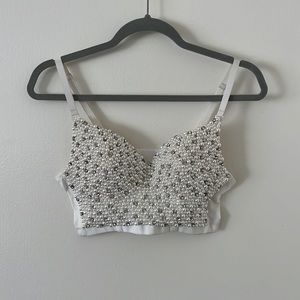Small White beaded corset top